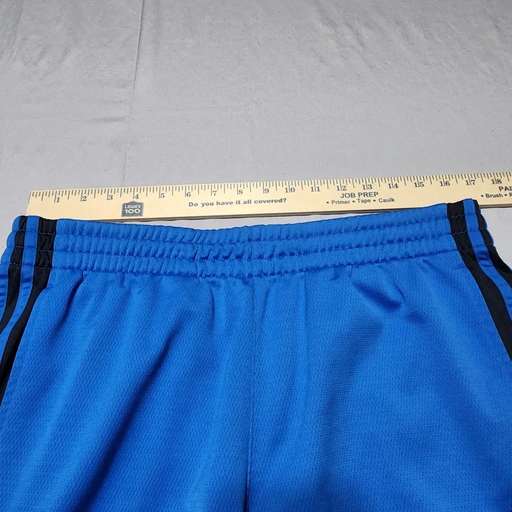 Adidas Mens Blue Mesh‎ Athletic Basketball Shorts Black Stripes Size L 265611